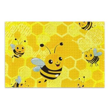 Imagem de Quebra-cabeça 1000 peças adulto amarelo favo de mel desenhos animados abelhas presentes para jogo elefante branco quebra-cabeça duro para adultos arte floral animal, 75 x 40 centímetros