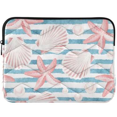 Imagem de Capa para laptop Seashells Starfish listrada fofa capa para laptop para MacBook Air 13 polegadas capa para laptop inchada 13-14 polegadas universal