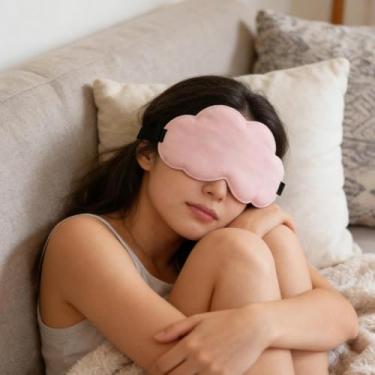 Imagem de 1 máscara de dormir 3D com bloqueio de luz, respirável, macia, máscara acolchoada para óculos essenciais de viagem (rosa)