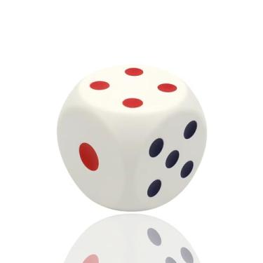 Imagem de Bola de dados grande para estresse, com 6 lados, dados de espuma vinílica acetinada, dados de jogo de tabuleiro em branco para obter seus números da sorte, dados para aliviar a ansiedade para festas