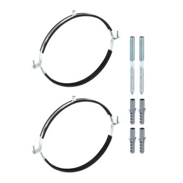 Imagem de HARFINGTON 2 conjuntos de ganchos de tubulação de anel dividido 12-3/8" (315 mm) chapa de aço galvanizado montagem no teto braçadeira de tubo ajustável com parafuso e tubo de expansão para encanamento