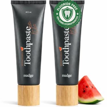 Imagem de Nudge Pasta de dente 10% nano hidroxiapatita, vitamina E, sem flúor, sem SLS, ajuda a remineralizar, suporta esmalte, controle de placa, para dentes sensíveis e boca seca, melancia, 113 g (pacote com