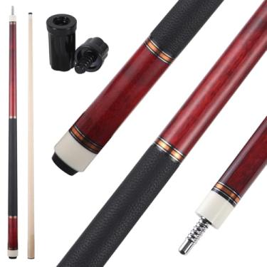 Imagem de Teekerwang Taco de sinuca 147.3 cm 19 567.0 g 2 peças com ponta de 12,5 mm, taco de bilhar canadense Maple Pro, para adultos/iniciantes/jogadores profissionais. (Vermelho-01)