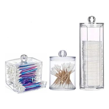 Imagem de 2X Conjunto Porta-Cotonetes E Algodão De 3 Peças.