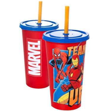 Imagem de Copo para Criança Estampa do Capitão América com Canudo 500ml Plasútil