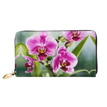 Imagem de XLLingL Carteiras de cartão de crédito impressas, bolsas longas de couro femininas, carteiras com zíper, carteira de viagem simples