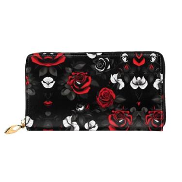 Imagem de XLLingL Carteiras de cartão de crédito impressas, bolsas longas de couro femininas, carteiras com zíper, carteira de viagem simples