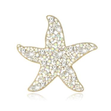 Imagem de Broche de strass estrela do mar para mulheres homens senhoras charme AB cristal estrela do mar lapela broche festa dança banquete vestido terno roupas acessórios verão oceano praia jóias, 2.6 Inches X