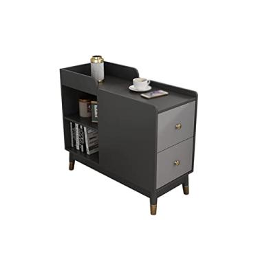 Imagem de Mesa central com gaveta dupla, mesa lateral para casa, sala de estar, mesa lateral, escritório, moderna, pequena, mesa de centro, quarto, armário, mesa de quarto (A)