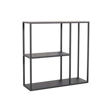 Imagem de Mesa de sofá de metal preto, mesa de console fina, mesa de corredor estreita com prateleiras de armazenamento de 3 camadas, prateleira de exibição compacta para sala de estar, escritório, quarto
