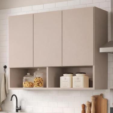 Imagem de Armario Aereo Cozinha Suspenso 3 Portas Módulo Suspenso em MDF e MDP (Cinza)