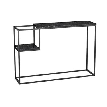 Imagem de Mesa de centro mármore console mesa corredor sala de estar quarto mesa com prateleira (cor: preto) (branco)