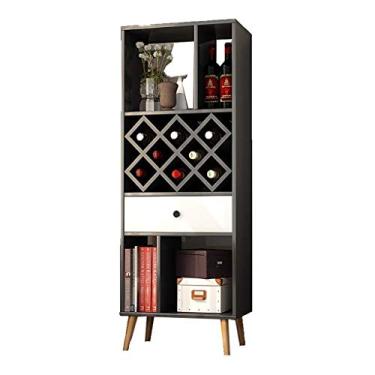 Imagem de Prateleira de vinho para sala de estar, armazenamento, armário de vinho, móveis de madeira maciça, xadrez, prateleiras decorativas de 4 camadas para cozinha C (C)