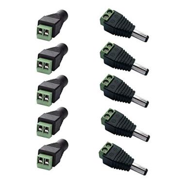 Imagem de SHNITPWR 5 conectores de alimentação macho e 5 fêmeas 5,5 mm x 2,1 mm soquete de tomada de alimentação para câmera de segurança CCTV 5050 2835 3528 com tira de LED, adaptador de fonte de alimentação