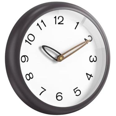 Imagem de Relógio de parede moderno - operado por bateria e vidro temperado, relógios silenciosos para sala de estar e quarto, cozinha - presente decorativo elegante (off-white)