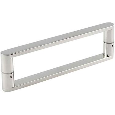 Imagem de BAZAC Maçaneta de porta de vidro de chuveiro para casa de banho acabamento polido de aço inoxidável, puxadores de puxador botões de porta de casa de banho conjuntos de orifício a furo 160/200/275 mm