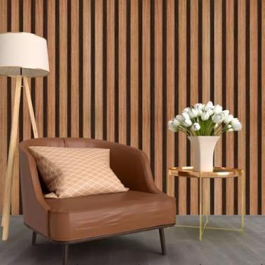 Imagem de Papel de Parede Madeira Ripado Mármore Adesivo Lavável 5m 10m 15m 20m AutoColante Sala Quarto Móveis(Ripado de madeira,10 Metros (2 rolos))