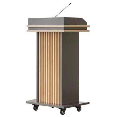 Imagem de Suporte de pódio portátil de madeira com armário de armazenamento, púlpito de igreja para eventos, mesa de professor com placa defletora - ideal para apresentações (cor: A5)