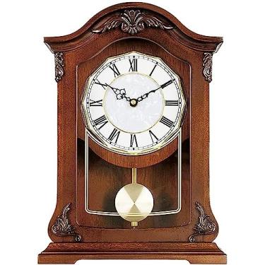 Imagem de Relógio de cornija com pêndulo, operado por bateria, relógios de mesa vintage para sala de estar, cozinha, escritório e decoração de casa