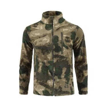 Imagem de Jaqueta De Fleece Camuflada Dupla Face, Cardigã Tático Quente Para Mon