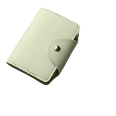 Imagem de Carteira compacta para cartão de crédito com janela de identidade para homens e mulheres com 26 compartimentos para cartão, Verde pálido, Simplicidade moderna