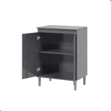 Imagem de Balcão Microondas Prático Para Cozinha Multiuso Com Duas Portas Cinza 