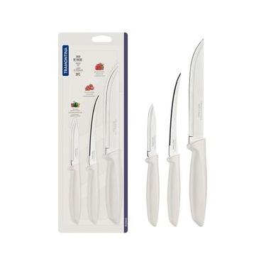 Imagem de Conjunto de Facas Tramontina Plenus em Aço Inox - Off-White - 3 Peças