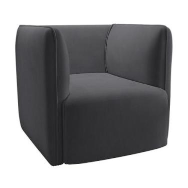 Imagem de Poltrona Laguna Veludo Grafite Pés Plástico Preto - D'Rossi - DRossi