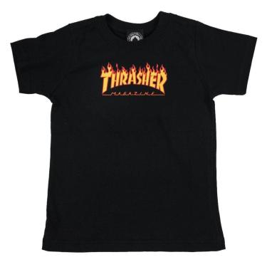 Imagem de Camiseta Thrasher Flame Logo Preto - Infantil-Masculino