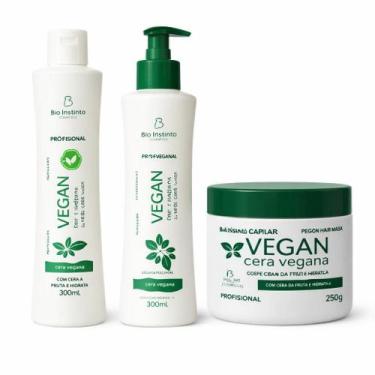 Imagem de Kit Vegano Cera Vegana Shampoo Condicionador e Máscara - 3 i - Bio Ins