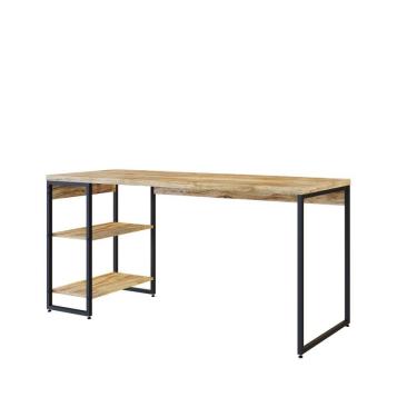 Imagem de Mesa C/estante Baixa 150x64x75cm Com 02 Prateleiras Carvalho Est.preta