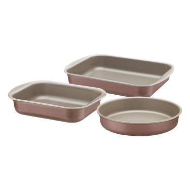 Imagem de Jogo De Assadeiras Tramontina Brasil Em Alumínio Com Antiaderente Starflon Max Mocaccino 3 Peças Tramontina