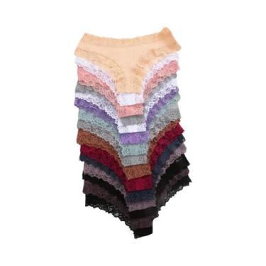 Imagem de Calcinhas De Algodão Com Renda Para Mulheres, 15 Peças, Lingerie Brasi