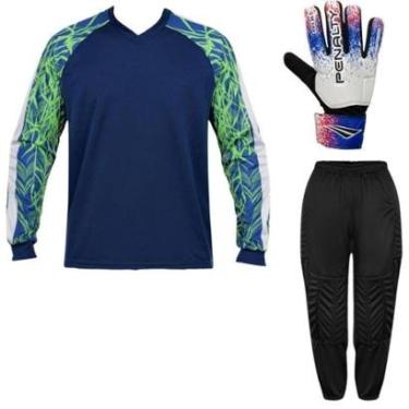 Imagem de Kit Goleiro ADULTO Camisa Napoli Kanga + Calça TRB + Luva Penalty-Unissex