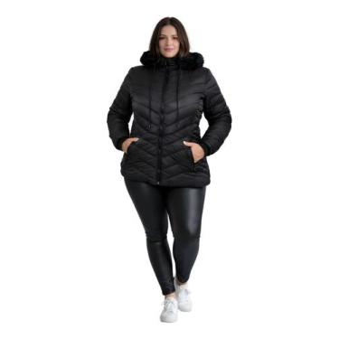 Imagem de Jaqueta Bobojaco Revestida Feminina Com Capuz Plus Size Preto - Rcv St