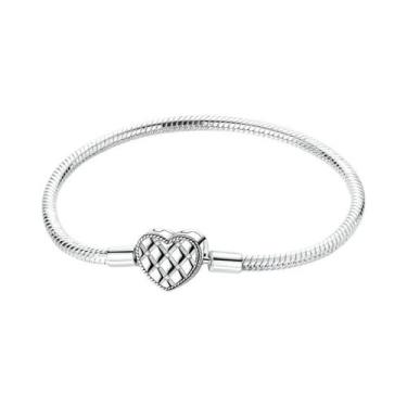 Imagem de Pulseira Feminina De Prata Esterlina 925 17-20CM Com Pingentes De Cora