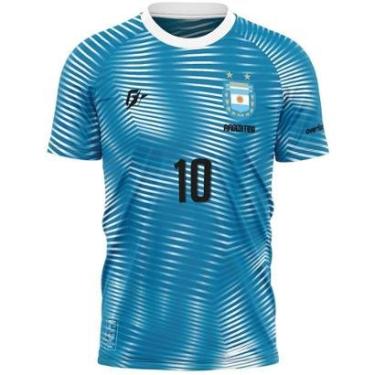 Imagem de Camiseta Filtro UV Argentina Azul Copa Torcedor Retrô-Masculino
