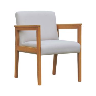 Imagem de Poltrona Veneza Estrutura Madeira Maciça Assento E Encosto Estofado Linho Bege Decorise