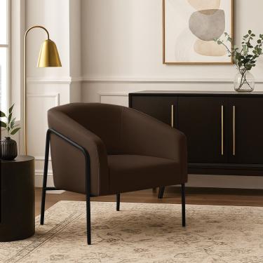 Imagem de Poltrona Stella Suede D03 Sala Industrial Estrutura Madeira Suede Cor Marrom D'Rossi