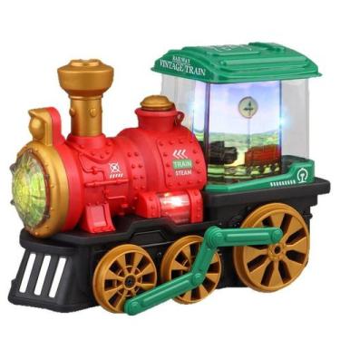 Imagem de Trem de brinquedo elétrico a vapor com spray de água e prevenção de ob