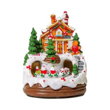 Imagem de Enfeites De Natal Casa De Neve Musical Iluminada Com Trem Giratório De