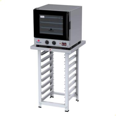 Imagem de Kit Forno Elétrico Progás Turbo Fast Oven Preto 4 Esteiras PRP-004 G2 127V e Suporte Para Forno