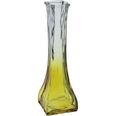 Imagem de Vaso Decorativo Enfeite Casa Floreiro Home&co Vidro 20x6x6cm Amarelo -