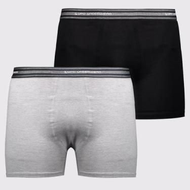 Imagem de Kit 2 Cuecas Boxer Lupo Algodão com Elastano Preta e Cinza, G