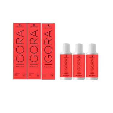 Imagem de Kit Coloração Schwarzkopf Igora Royal 3un 9.7 e 3un Ox 60ml Cobertura 