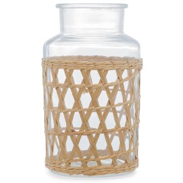 Imagem de Vaso Wolff de Vidro e Fibra Natural 14cm x 23cm