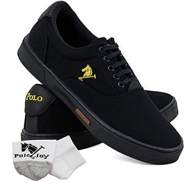Imagem de Kit Sapatênis Casual Amarração com Meia Masculino Confort-Preto Preto - 38