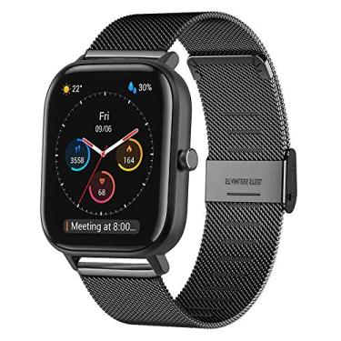 Imagem de ViCRiOR Para Amazfit GTS/GTS 2/GTS 2 Mini/GTS 2e / GTS 3/ GTS 4 Mini/GTS 4 Bands, pulseira de substituição de aço inoxidável de malha para relógio de pulso para Amazfit Bip/Bip U Pro/Bip 3/3 Pro, preto