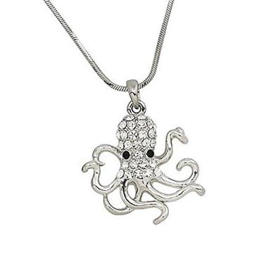 Imagem de Falari Colar com pingente de vida marinha strass cristal r dio altamente polido corrente de cobra de 43 cm, Cristal