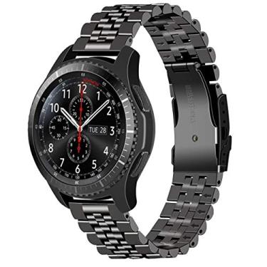 Imagem de Juntan Compatível com Samsung Gear S3 Frontier/Gear S3 Classic Galaxy Watch 46 mm Pulseira de relógio tridimensional de aço inoxidável 22 mm Smart Watch Pulseira preta